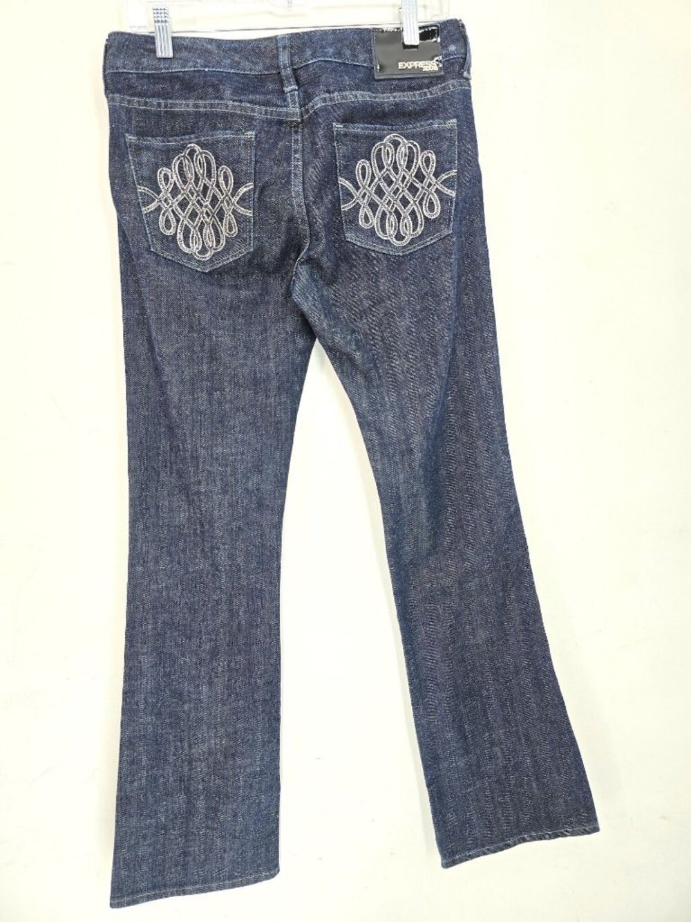 NWT Express Indigo Sequined Pocket Stella Bootcut Low Waist Denim Jeans Women 4